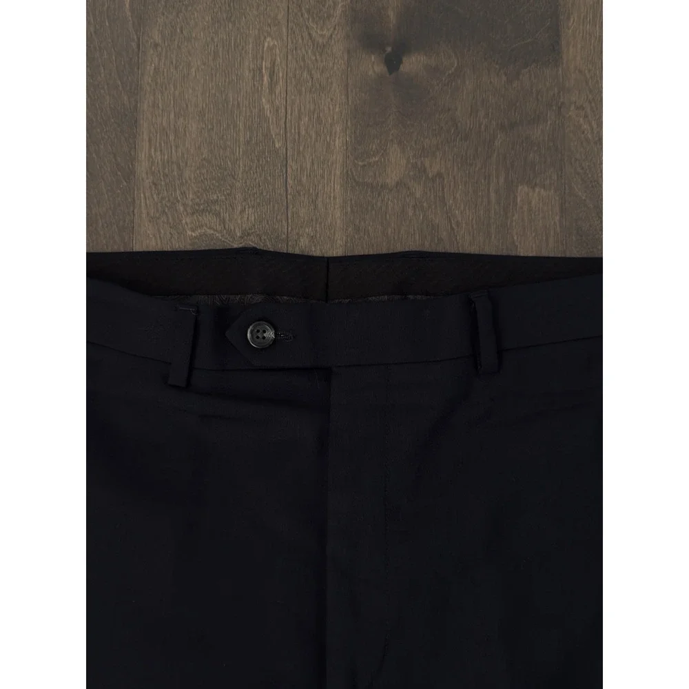 Ralph Lauren Navy Blue Stretch Flat Front Dress Pants Mens Size 33X32 Wool Blend
